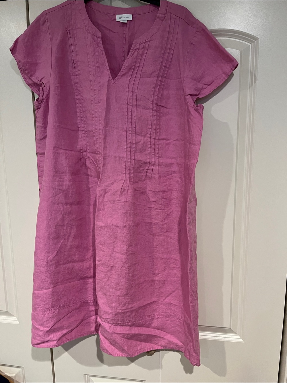 J. Jill Pink Short-Sleeve Linen Tunic Dress